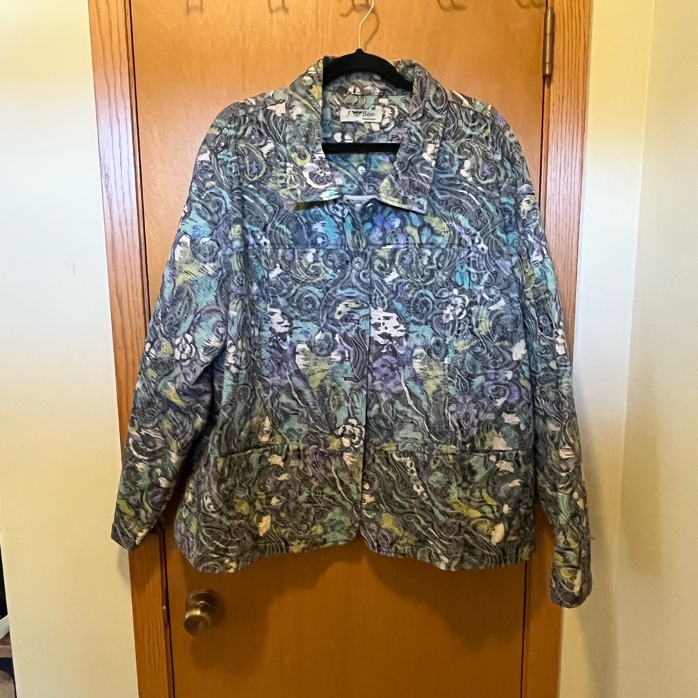 J Bee Women’s Collared Multicolored Jacket Size 3X